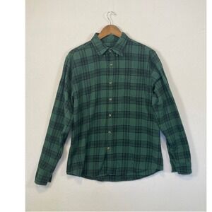 Mountain‎ Ridge Mens Green Black Plaid Flannel Button Down Shirt Size L